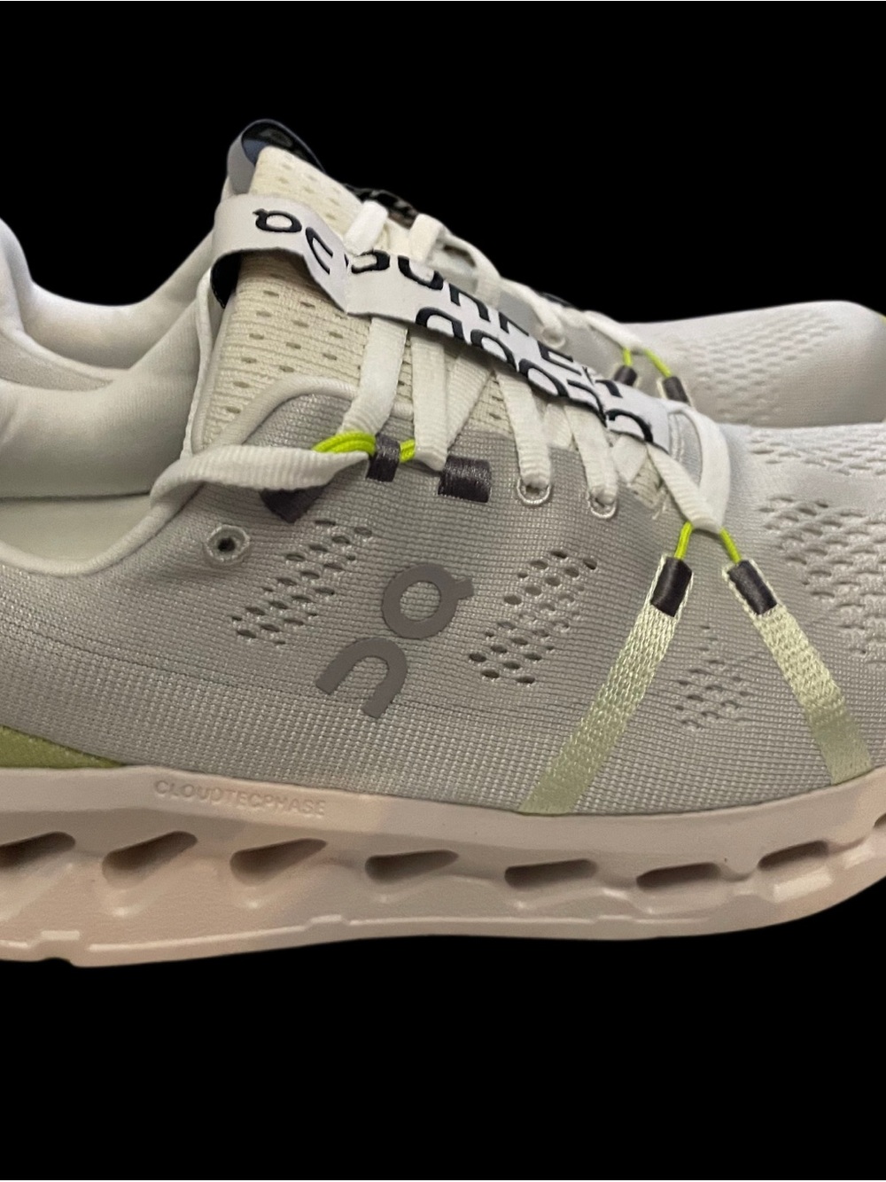 On Running Women’s Cloudsurfer Athletic Shoes - Light Gray with Lime Accents 8 - Picture 8 of 11